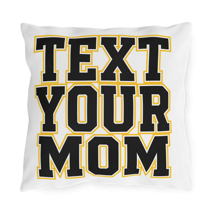 Text Your Mom outdoor pillow | Go Study varsity block lettering outdoor pillow
