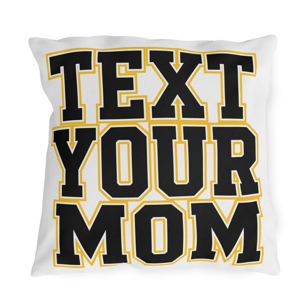 Text Your Mom outdoor pillow | Go Study varsity block lettering outdoor pillow