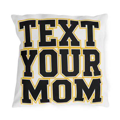 Text Your Mom outdoor pillow | Go Study varsity block lettering outdoor pillow