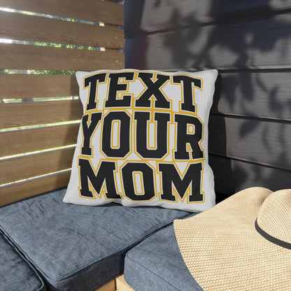 Text Your Mom outdoor pillow | Go Study varsity block lettering outdoor pillow