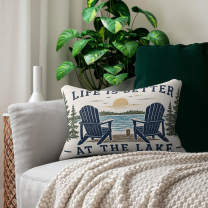 Life Is Better at the Lake Lumbar Pillow | Lakehouse Cabin Decor