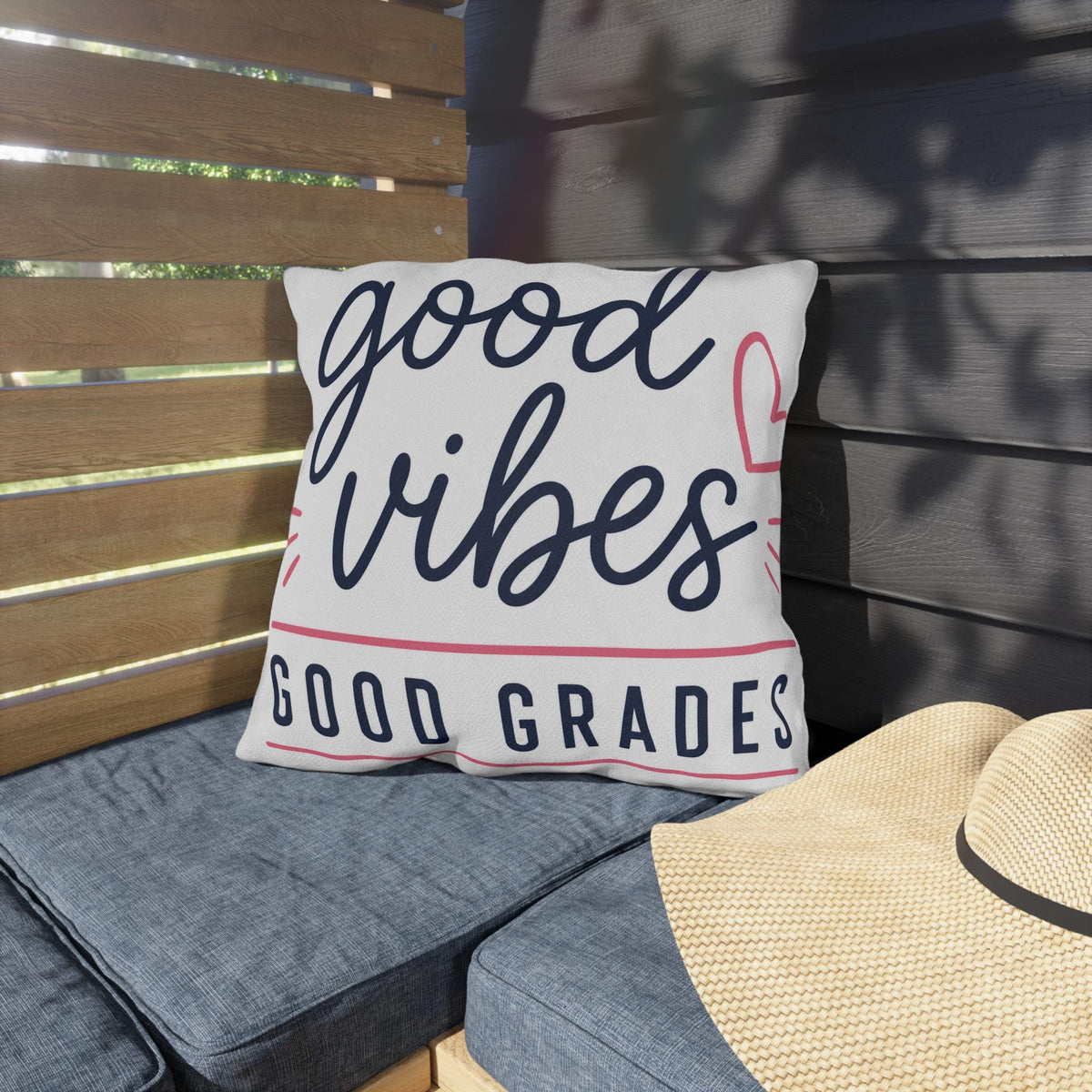 Good Vibes Good Grades outdoor pillow | Coffee & Confidence outdoor pillow
