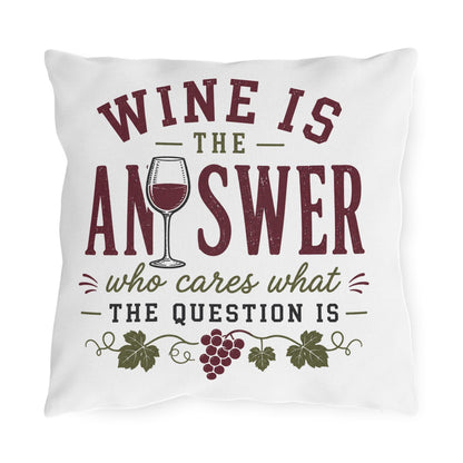 Wine Is The Answer outdoor pillow | Wine Glass Typography, Vineyard Quote