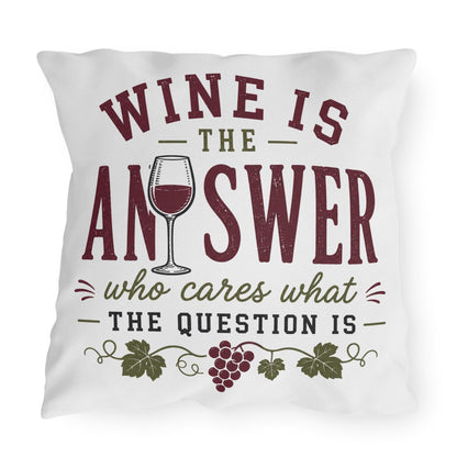 Wine Is The Answer outdoor pillow | Wine Glass Typography, Vineyard Quote