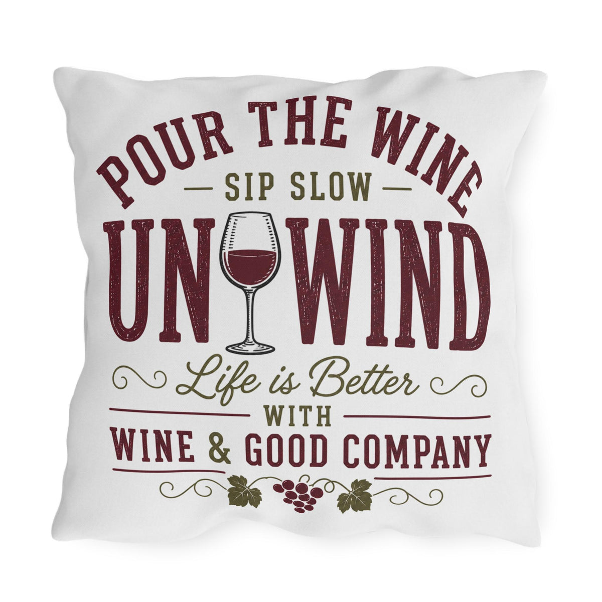 Wine Is The Answer outdoor pillow | Wine Glass Typography, Vineyard Quote