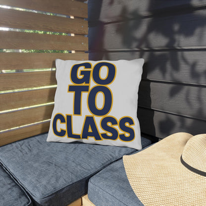 Go To Class Call Your Mom Pillow | Outdoor Pillow, Bold Navy Yellow Text