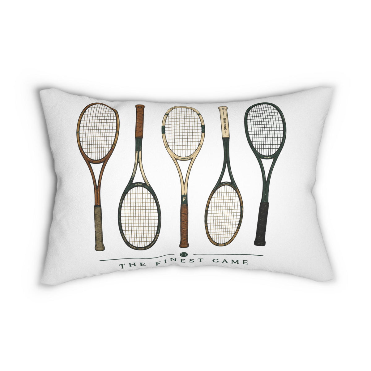 Vintage Tennis Rackets lumbar pillow | Spun Polyester