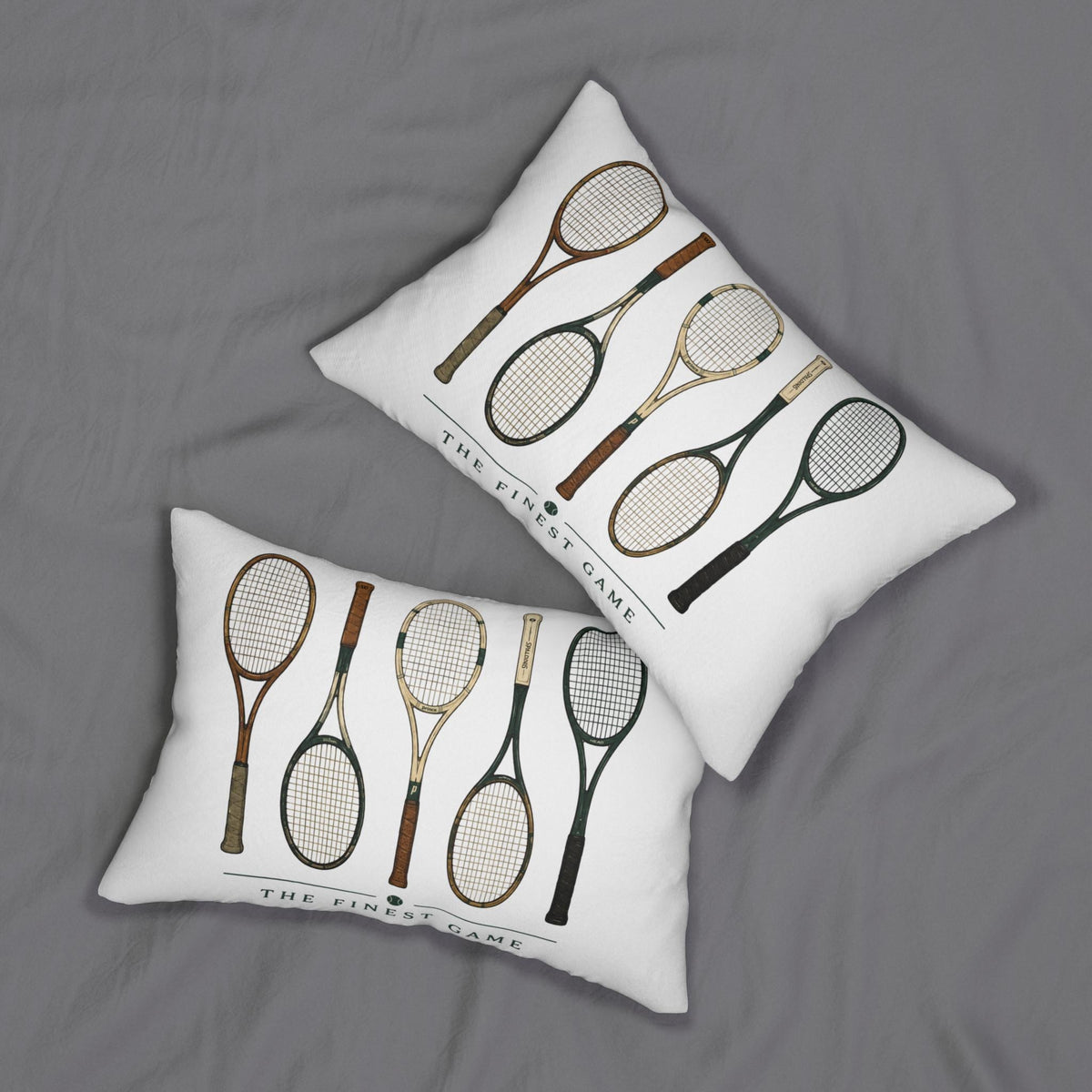 Vintage Tennis Rackets lumbar pillow | Spun Polyester