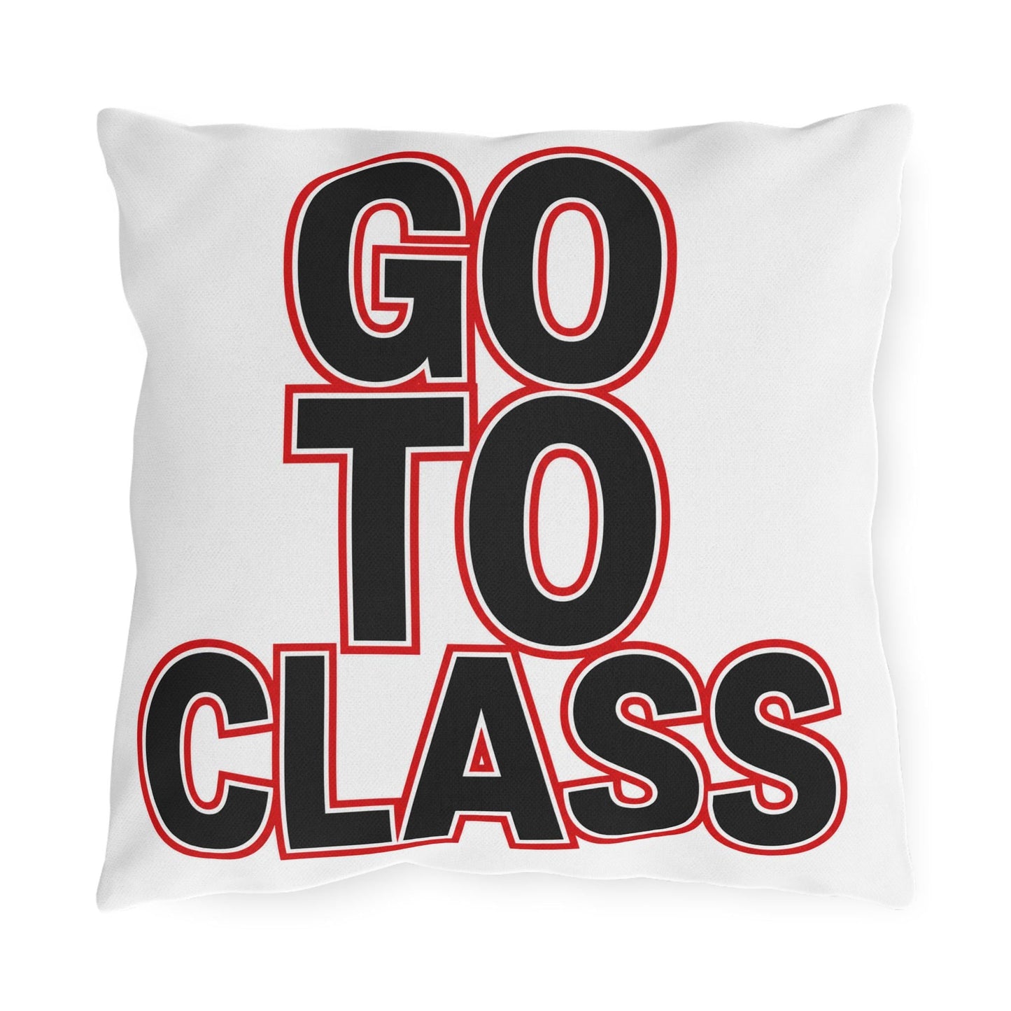 Go To Class Call Your Mom Pillow Outdoor Pillow | Retro Black & Red Text