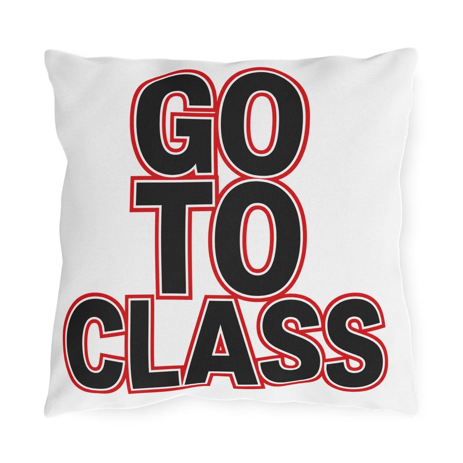 Go To Class Call Your Mom Pillow Outdoor Pillow | Retro Black & Red Text