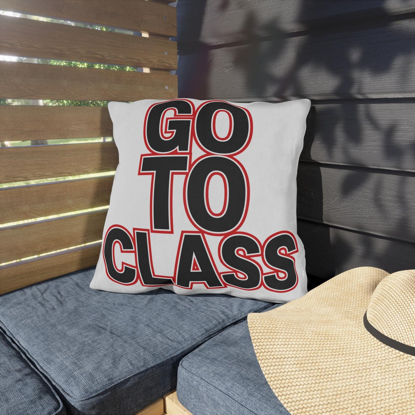 Go To Class Call Your Mom Pillow Outdoor Pillow | Retro Black & Red Text