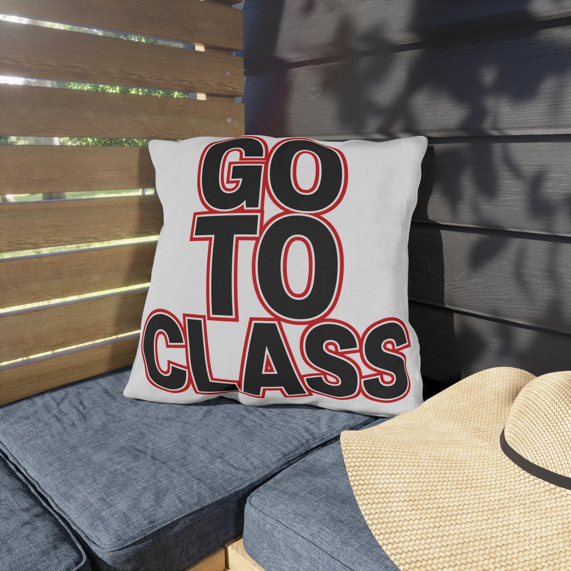 Go To Class Call Your Mom Pillow Outdoor Pillow | Retro Black & Red Text