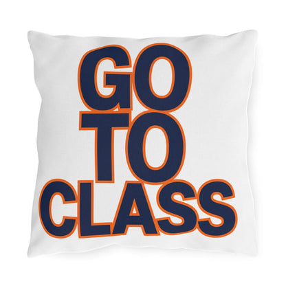 Go To Class Call Your Dad Navy Orange Outdoor Pillow | Dorm Patio Accent