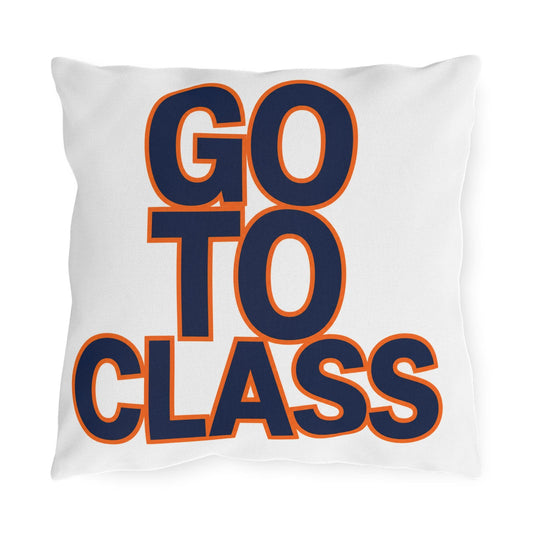 Go To Class Call Your Dad Navy Orange Outdoor Pillow | Dorm Patio Accent
