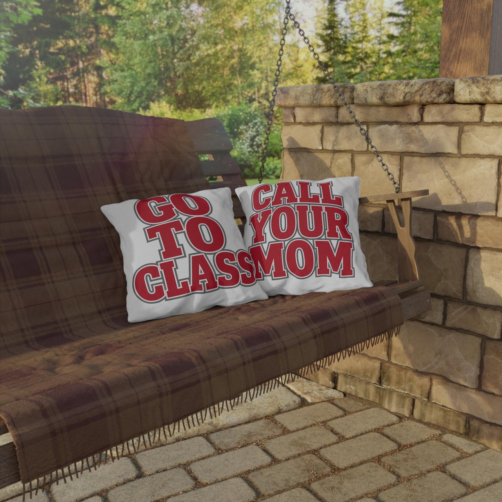 Bold Red Lettering 'GO TO CLASS' Pillow | Outdoor Pillow