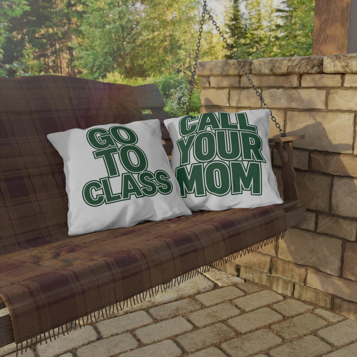 Go To Class pillow | Call Your Mom throw pillow, bold green text decorative pillow