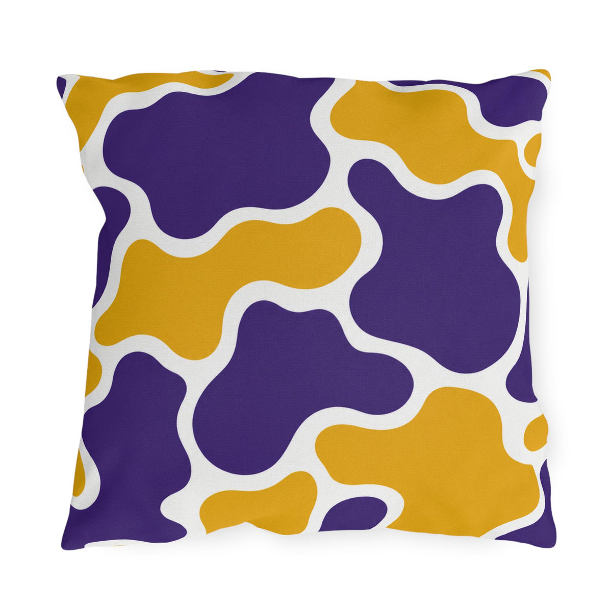Abstract Purple and Gold Camo Outdoor Pillow | Modern Organic Pattern
