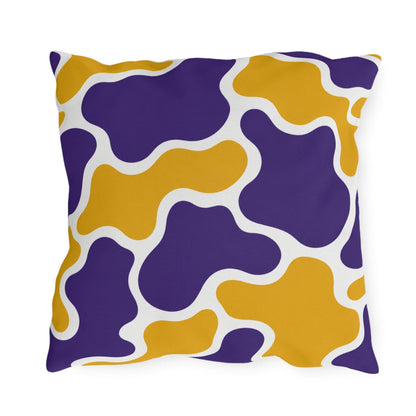 Abstract Purple and Gold Camo Outdoor Pillow | Modern Organic Pattern