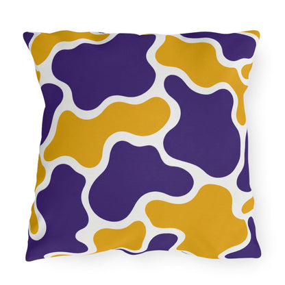 Abstract Purple and Gold Camo Outdoor Pillow | Modern Organic Pattern