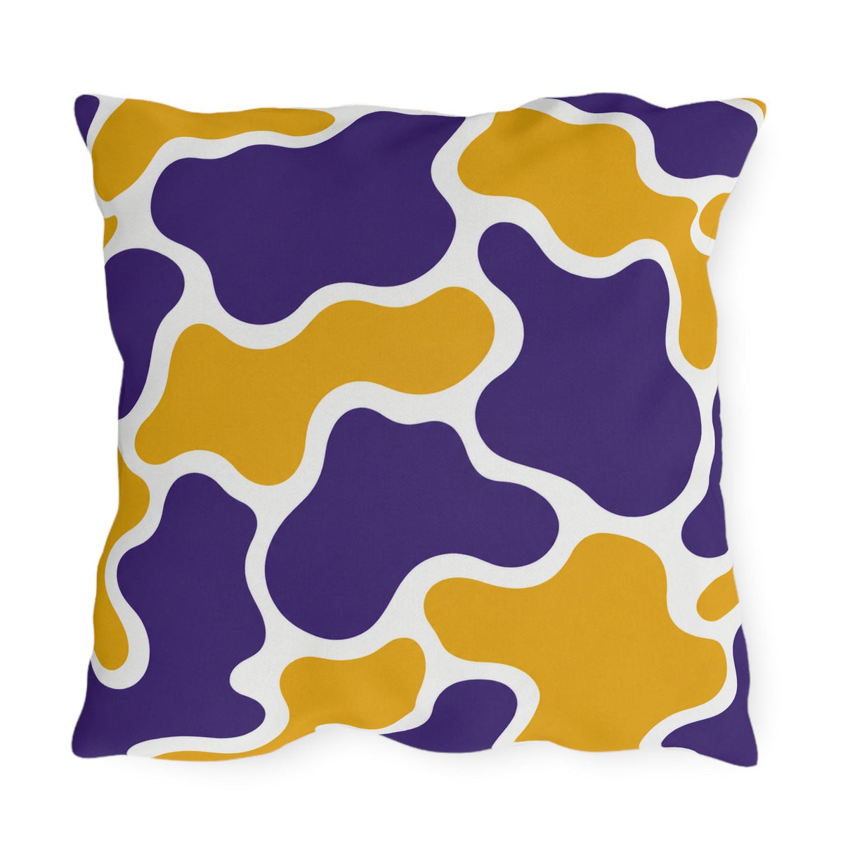 Abstract Purple and Gold Camo Outdoor Pillow | Modern Organic Pattern