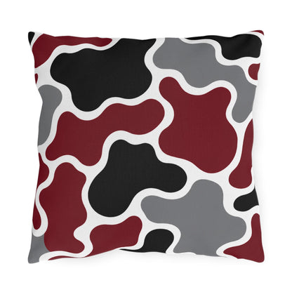 Abstract Organic Shapes Outdoor Pillow | Burgundy Black Gray Modern Patio Cushion