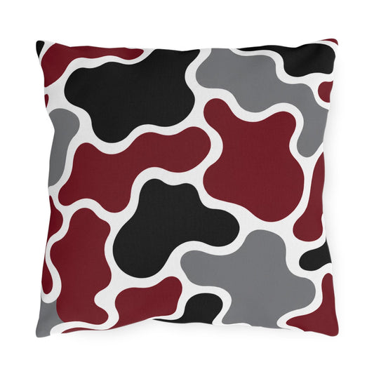 Abstract Organic Shapes Outdoor Pillow | Burgundy Black Gray Modern Patio Cushion