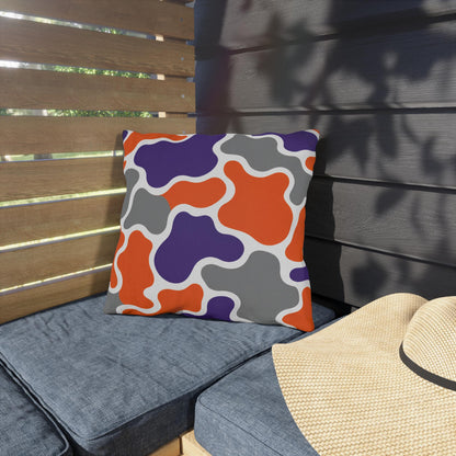 Abstract Organic Shapes Outdoor Pillow | Orange Purple Gray Modern Pattern