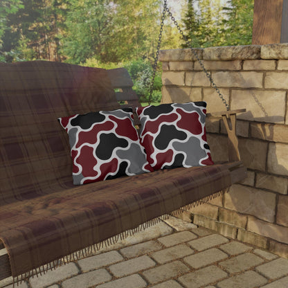 Abstract Organic Shapes Outdoor Pillow | Burgundy Black Gray Modern Patio Cushion