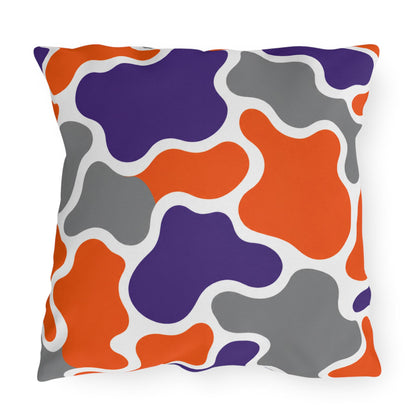 Abstract Organic Shapes Outdoor Pillow | Orange Purple Gray Modern Pattern