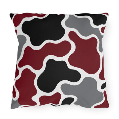 Abstract Organic Shapes Outdoor Pillow | Burgundy Black Gray Modern Patio Cushion