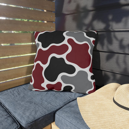 Abstract Organic Shapes Outdoor Pillow | Burgundy Black Gray Modern Patio Cushion