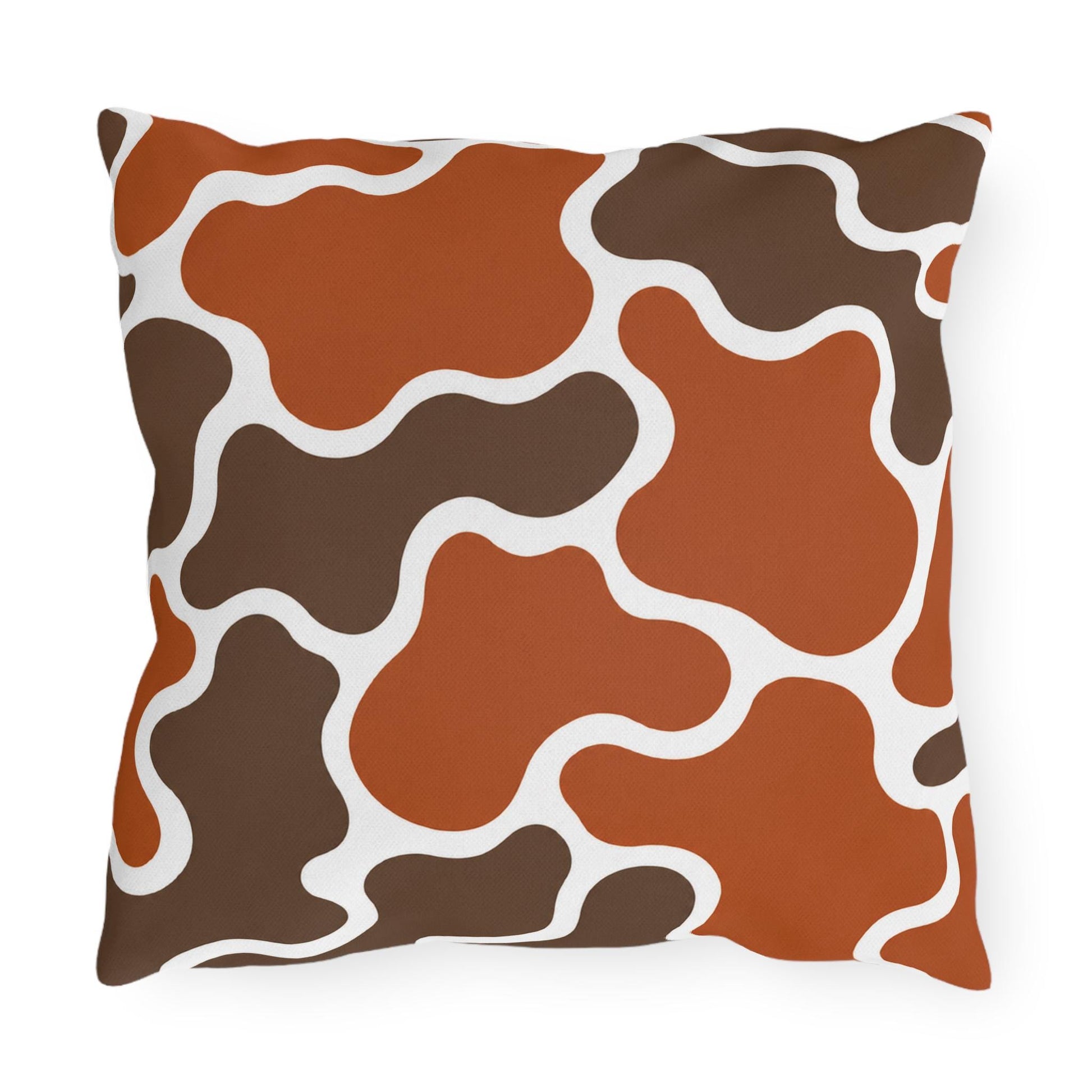 Abstract Brown Terracotta Pattern Outdoor Pillow | Modern Organic Shapes Throw Cushion