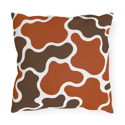 Abstract Brown Terracotta Pattern Outdoor Pillow | Modern Organic Shapes Throw Cushion