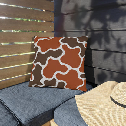 Abstract Brown Terracotta Pattern Outdoor Pillow | Modern Organic Shapes Throw Cushion