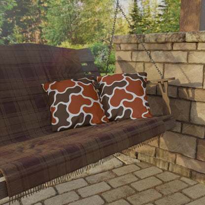 Abstract Brown Terracotta Pattern Outdoor Pillow | Modern Organic Shapes Throw Cushion