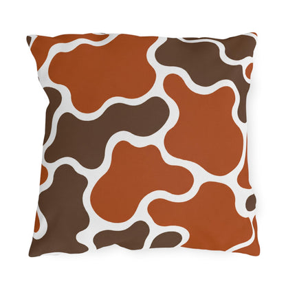 Abstract Brown Terracotta Pattern Outdoor Pillow | Modern Organic Shapes Throw Cushion