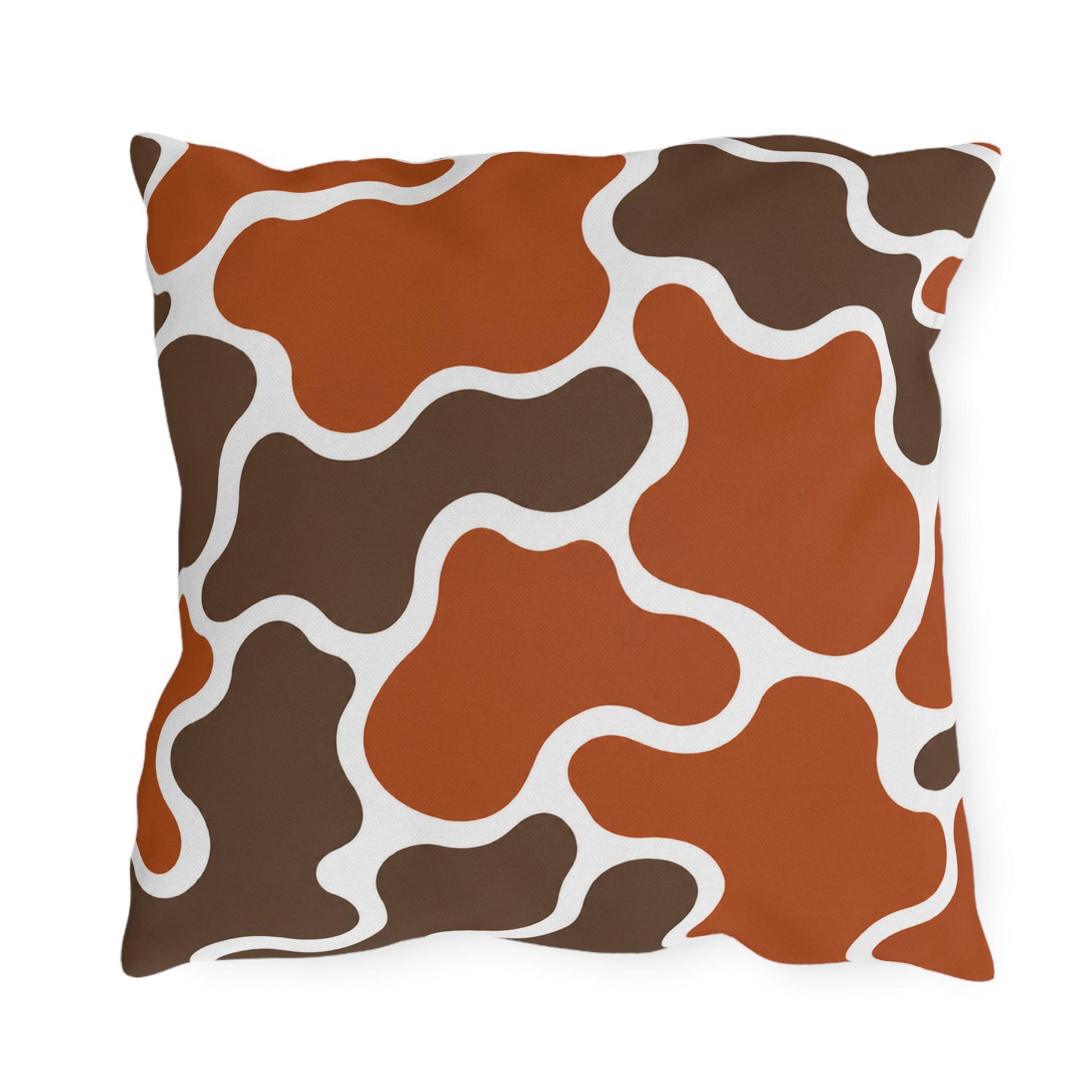Abstract Brown Terracotta Pattern Outdoor Pillow | Modern Organic Shapes Throw Cushion