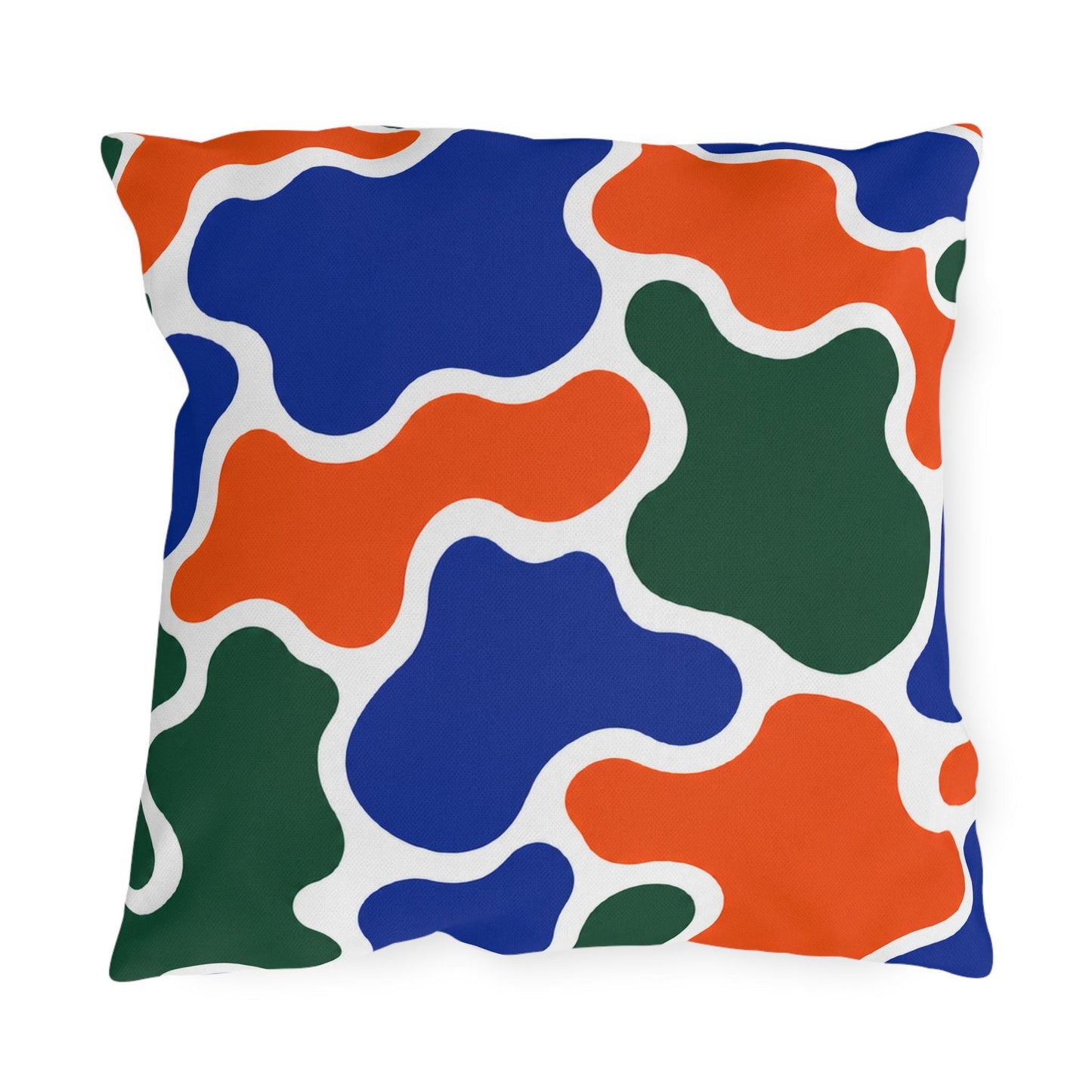 Abstract Organic Shapes Outdoor Pillow | Blue Orange Green Pattern