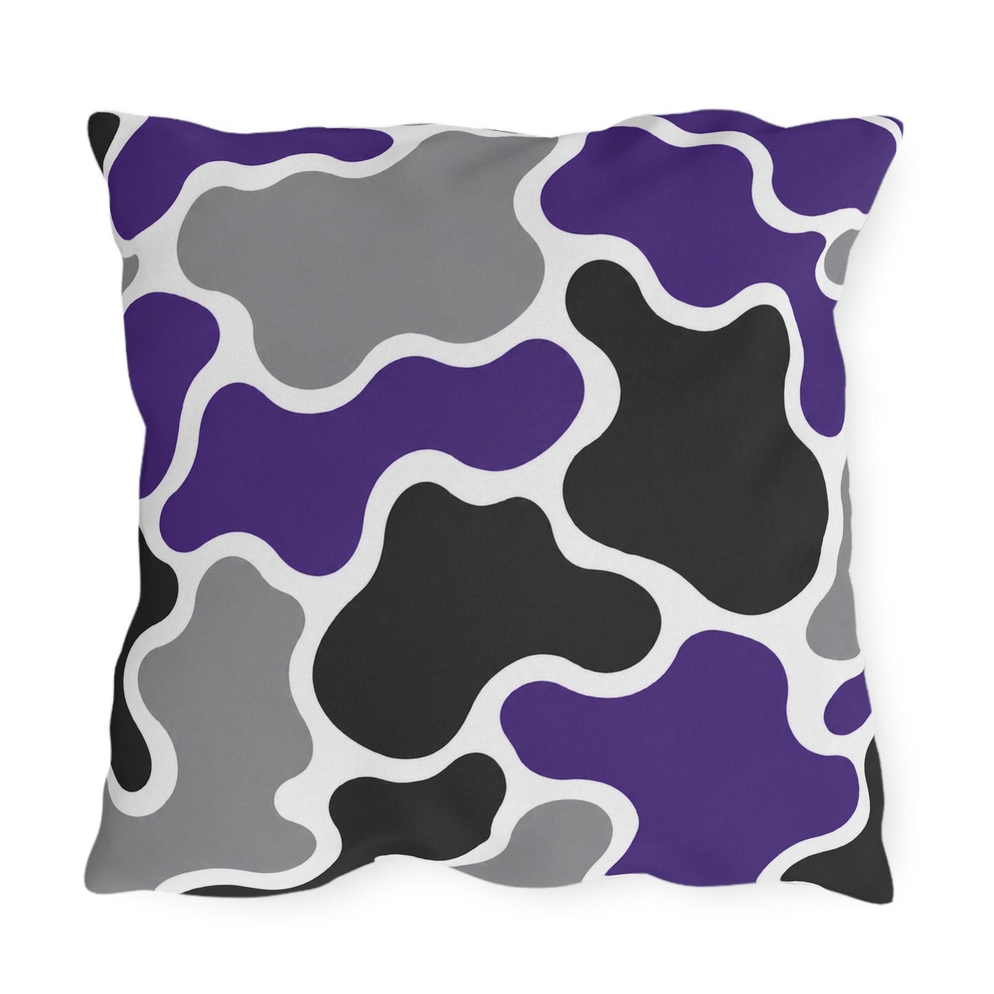 Abstract Purple Gray Black Camouflage Outdoor Pillow | Modern Patio Cushion