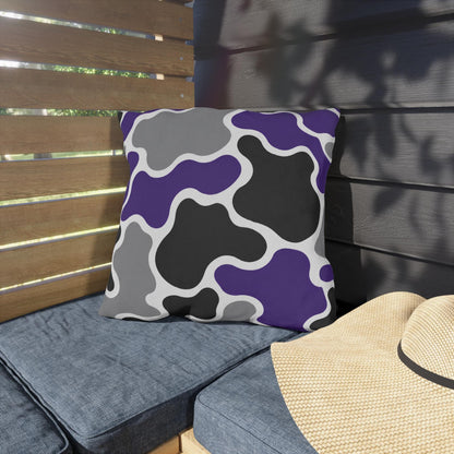 Abstract Purple Gray Black Camouflage Outdoor Pillow | Modern Patio Cushion