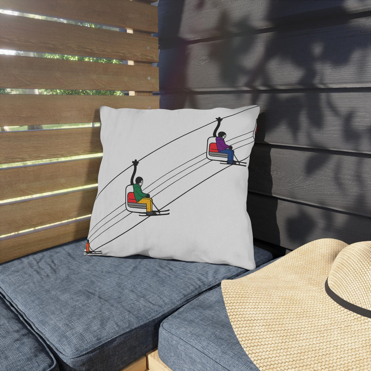 Ski Lift Chairs Outdoor Pillow | Skiing Slope Cabin Decor
