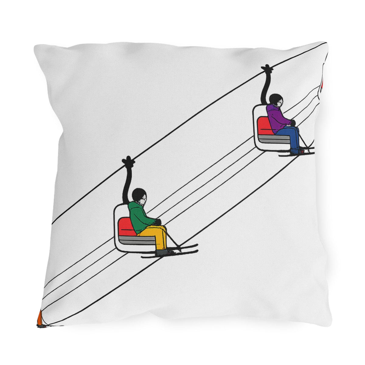 Ski Lift Chairs Outdoor Pillow | Skiing Slope Cabin Decor