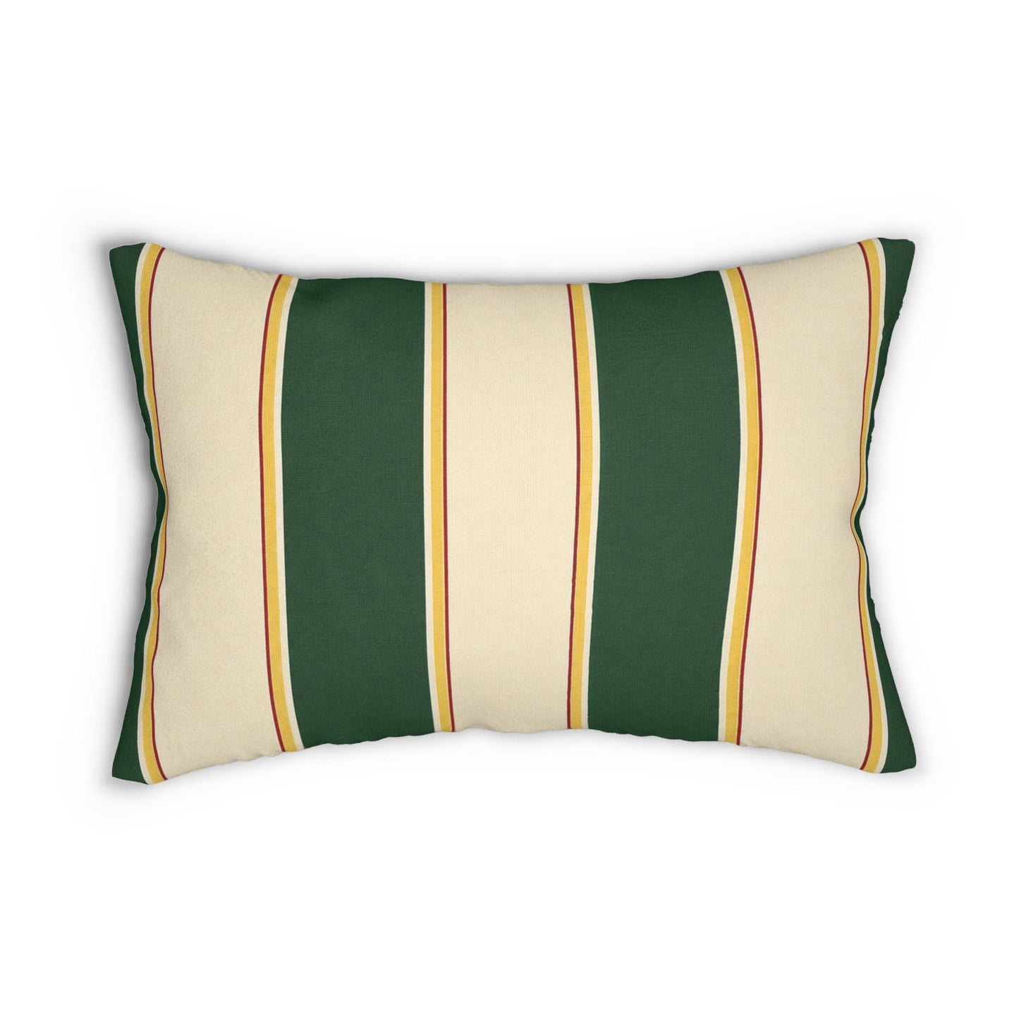 Green and Cream Striped Lumbar Pillow | Retro Stripe Accent Pillow