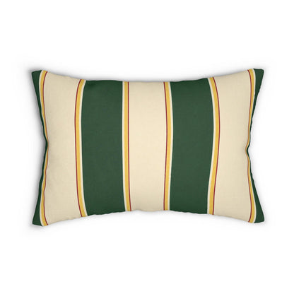 Green and Cream Striped Lumbar Pillow | Retro Stripe Accent Pillow