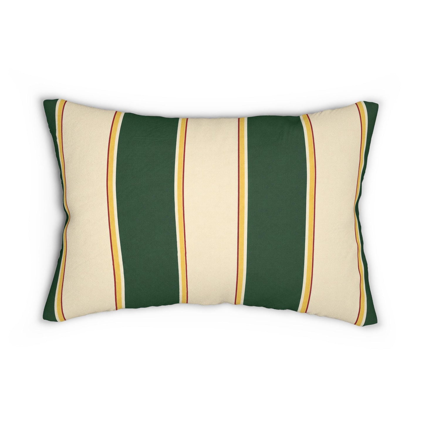 Green and Cream Striped Lumbar Pillow | Retro Stripe Accent Pillow