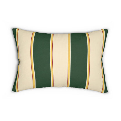 Green and Cream Striped Lumbar Pillow | Retro Stripe Accent Pillow