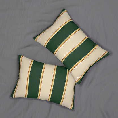 Green and Cream Striped Lumbar Pillow | Retro Stripe Accent Pillow