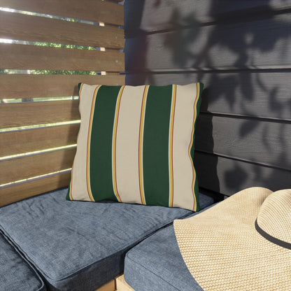 Green and Cream Striped Outdoor Pillows | Patio Throw Cushion
