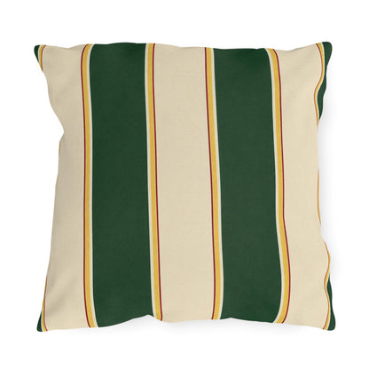 Green and Cream Striped Outdoor Pillows | Patio Throw Cushion