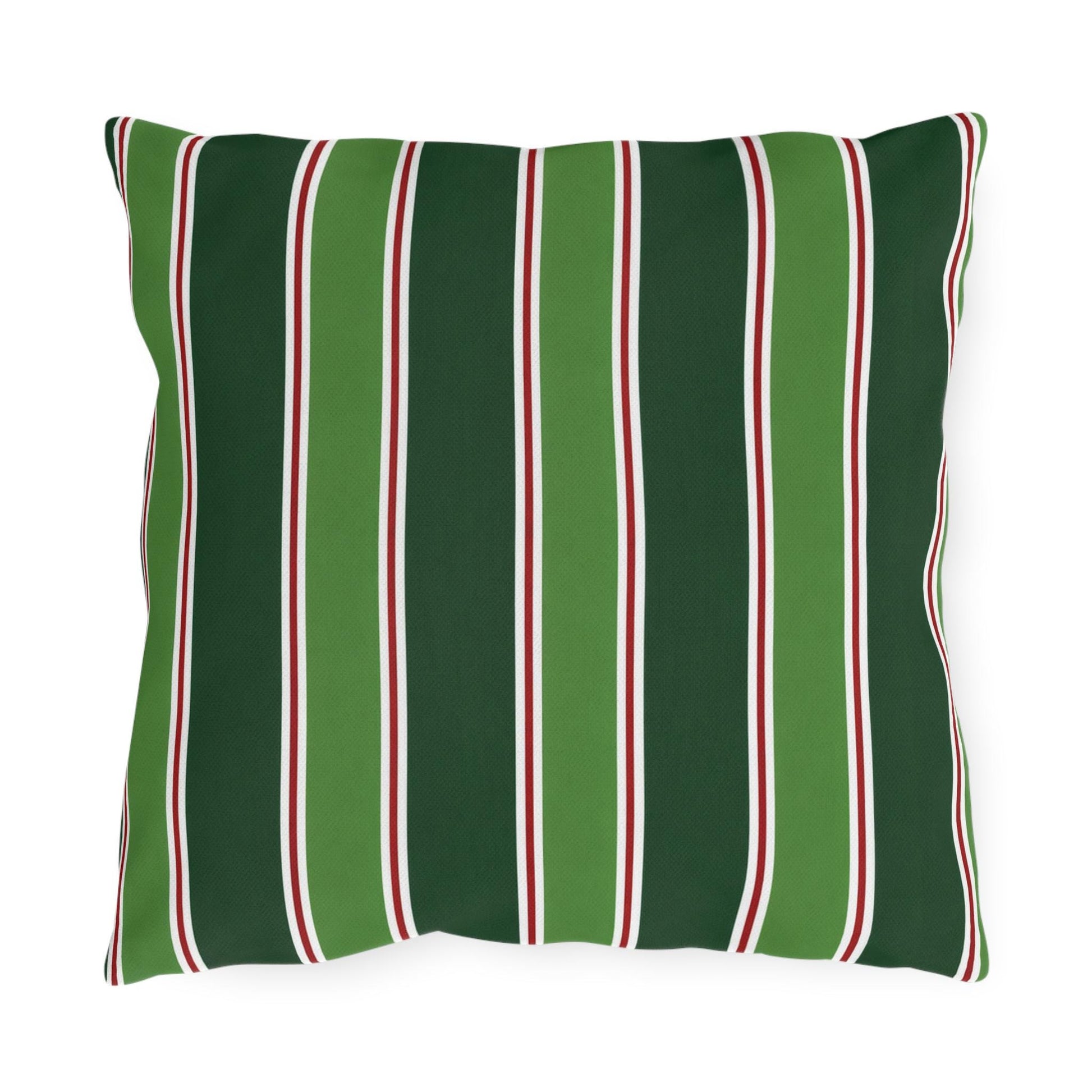 Green Stripe Outdoor Pillow | Patio Cushion, Striped Garden Decor